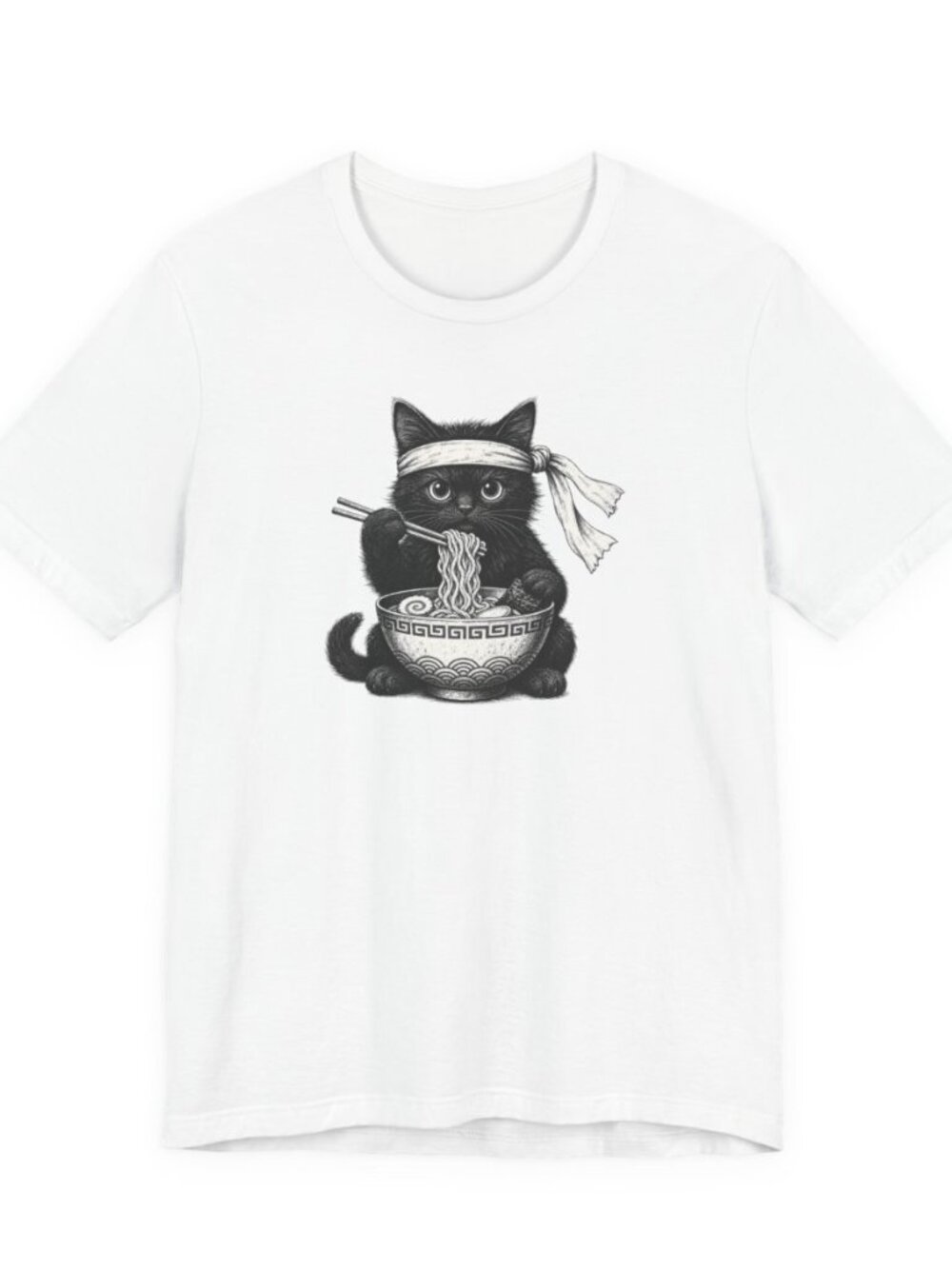 Ninja Cat Eating Ramen T-Shirt Size Medium NEW
